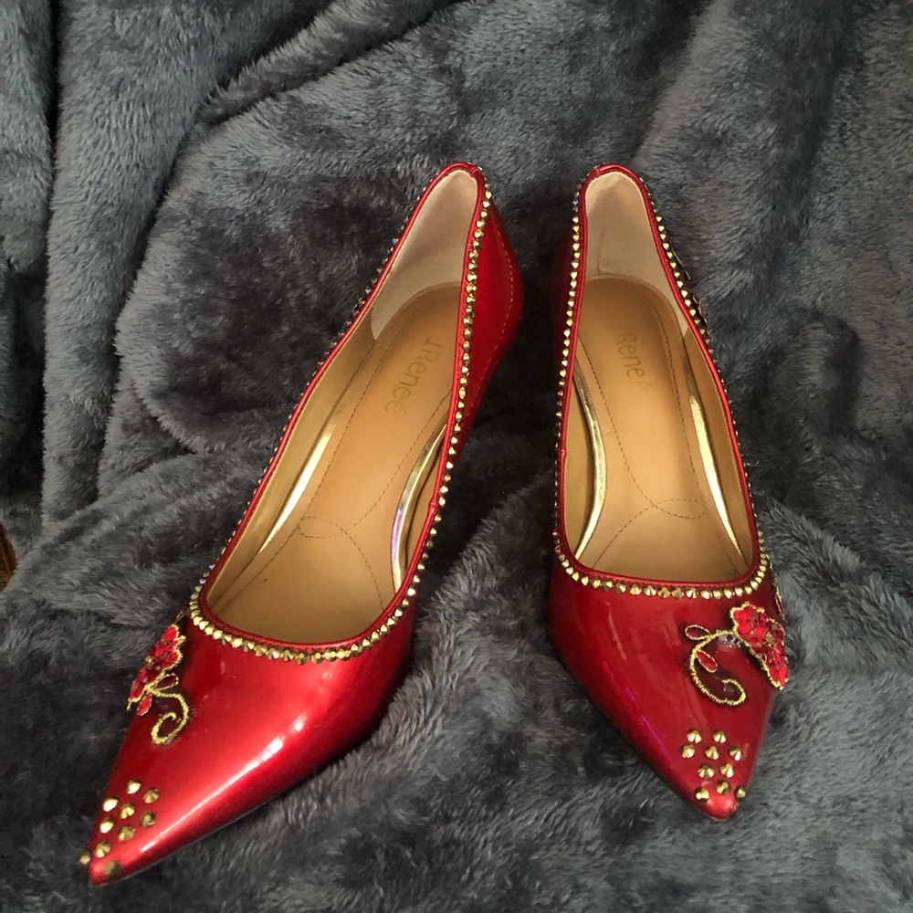 Elegant Red Embellished Heels